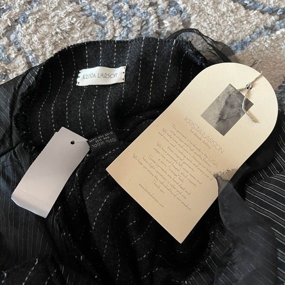 Vintage Y2K NWT Krista Larson Dress Gray Wool Blend Pinstripe Handmade One Size‎ - Picture 7 of 8